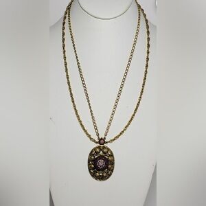 Celebrity Moroccan Mosaic Red Pendant Necklace